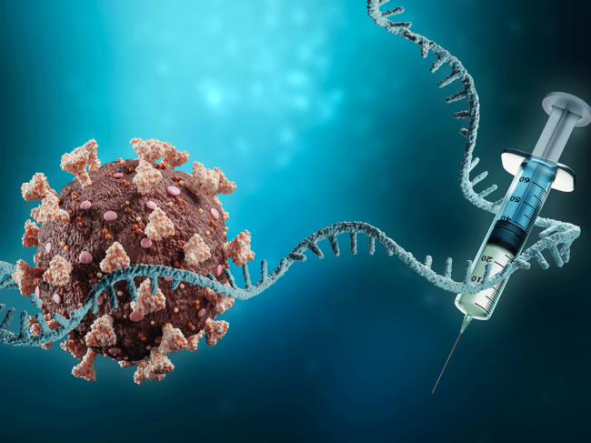 Coronavirus, mRNA and syringe